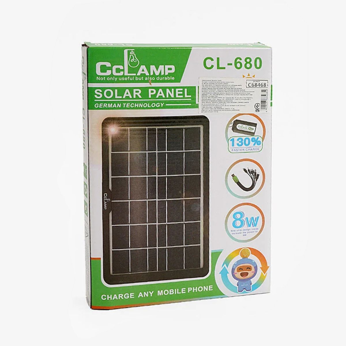 Зарядная станция солнечнея панель, USB выход, мощность 8W, шнур-переходник с USB  фото 3