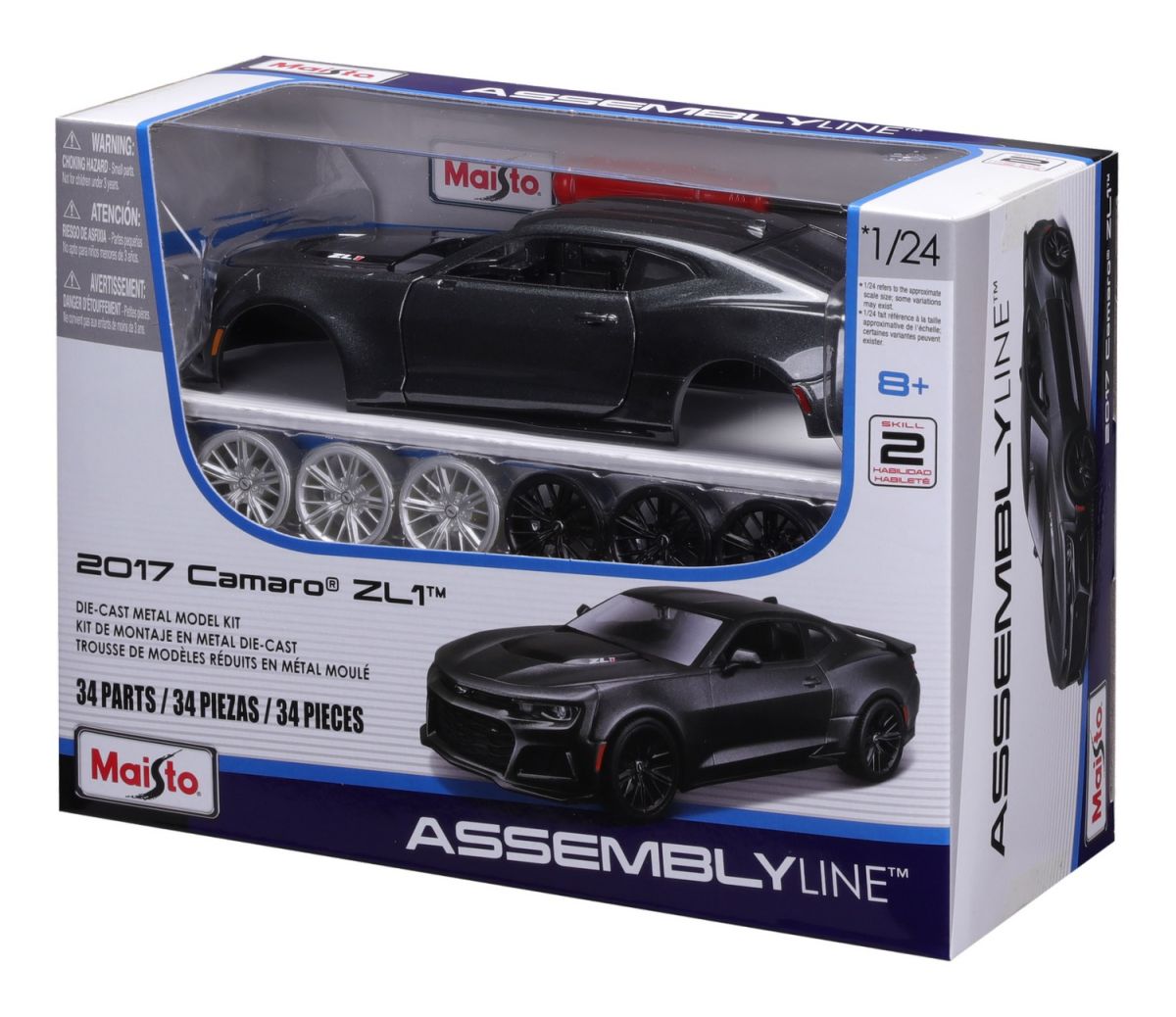 Збірна модель автомобіля 2017 Chevrolet Camaro ZL1, масштаб 1:24 металік сірий  фото 3