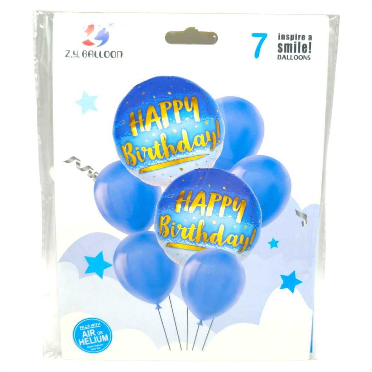 Кулі повітряні набір-святковий "Happy birthday" 7шт.  = 2шт * 45см + 5шт * 30см (36112)  фото 1