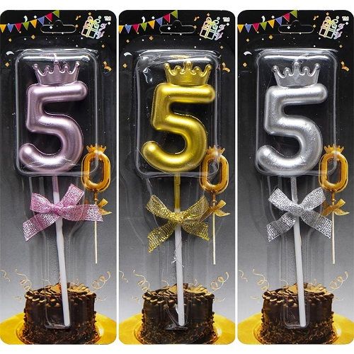 Свічка-цифра "5" з короною (мікс)  фото 1