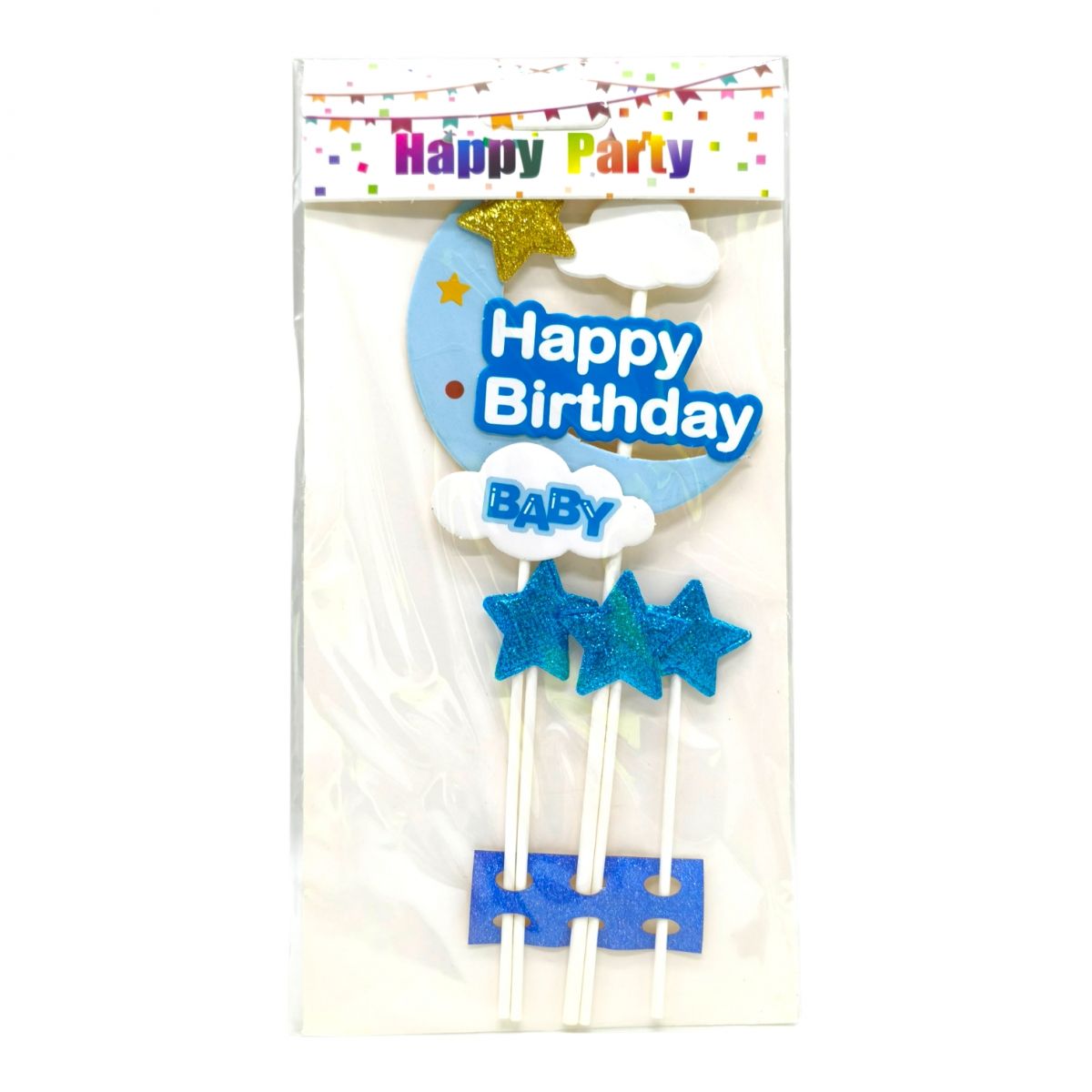 Топпер на торт "Happy Birthday: Місяць" (БЛАКИТНИЙ)  фото 1