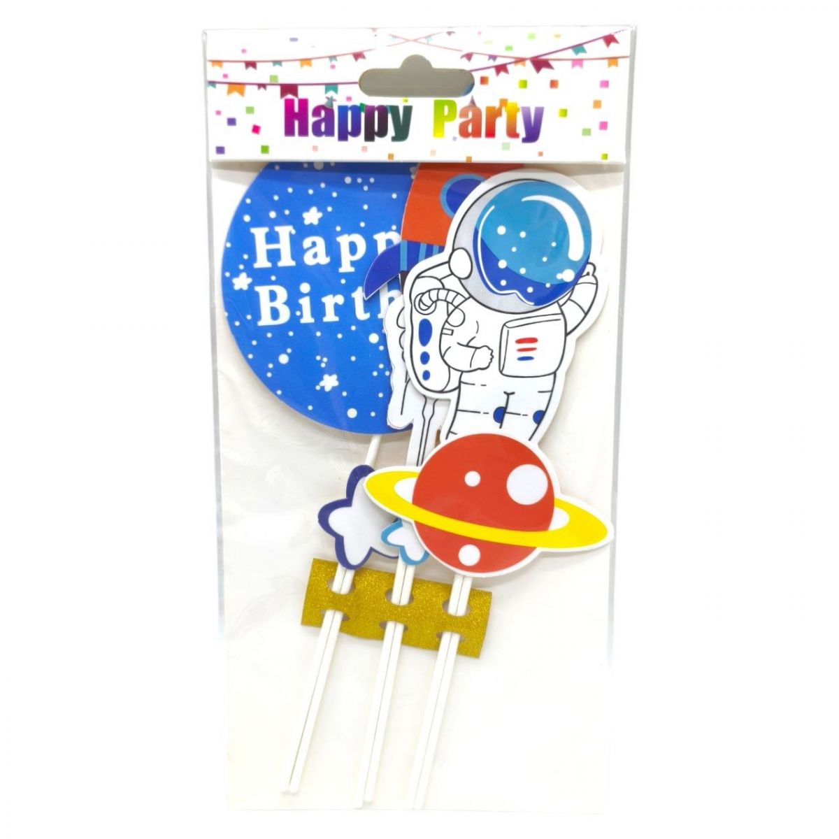 Топпер на торт дитячий  "Happy Birthday" - КОСМОС  фото 1