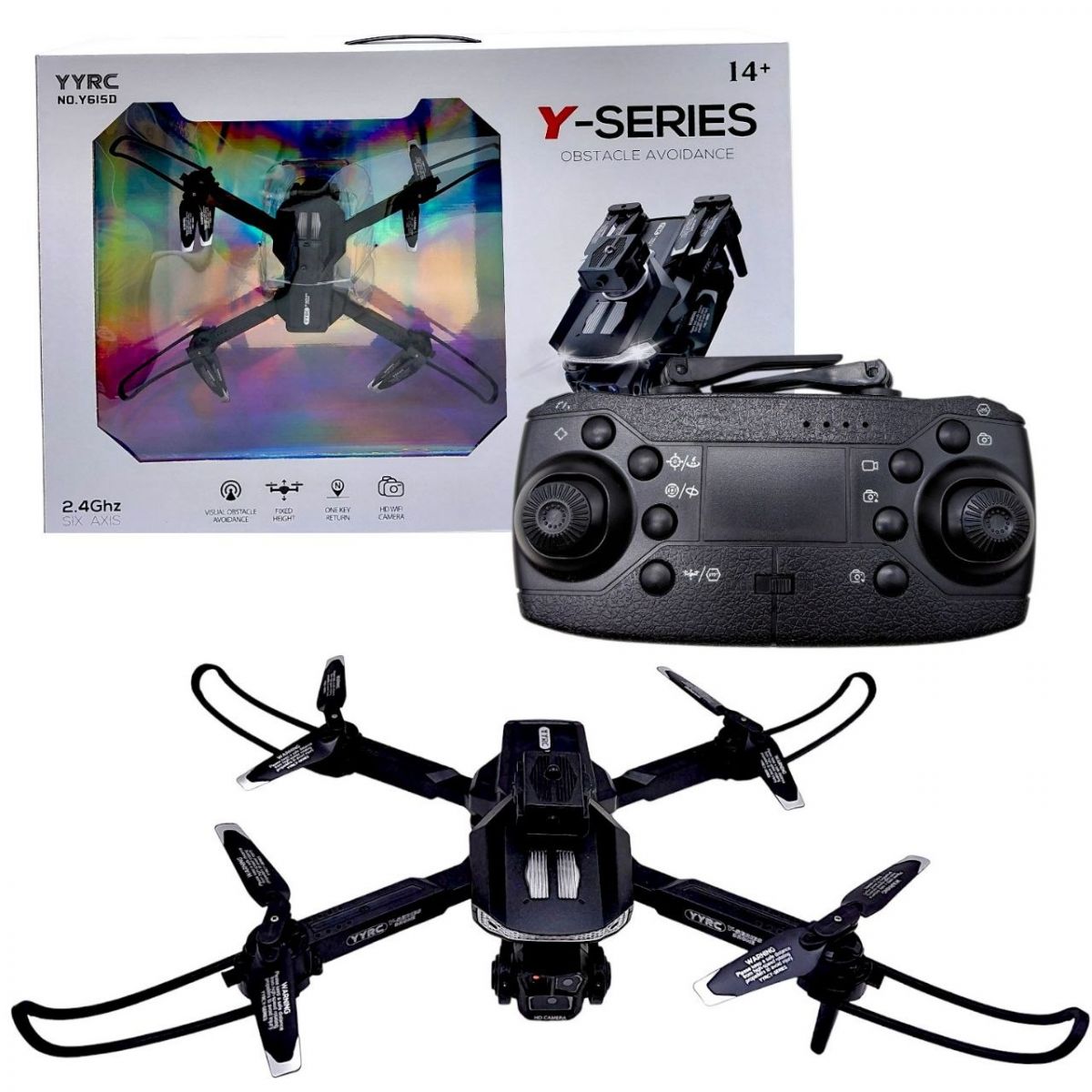 Квадрокоптер Y 615 D(18) сумка, съемный аккумулятор 3. 7V, пульт 2. 4 GHz, USB-кабель, headless mode, Wi-Fi HD-камера, приложение, подсветка, отвертка, в коробке  фото 1