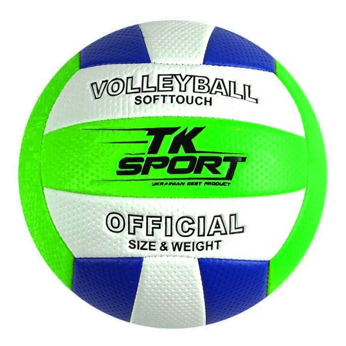 Мʼяч волейбольний TK Sport, 280-300 грамів, матеріал мʼякий PVC (БІЛО-ЗЕЛЕНИЙ)  фото 1