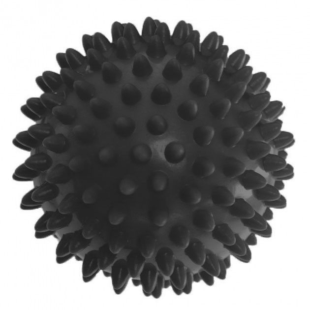 Массажный мячик EasyFit PVC 7. 5 см жесткий черный  фото 1