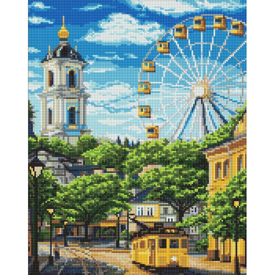 Алмазная мозаика "Колесо и колокольня" 40х50см  фото 1