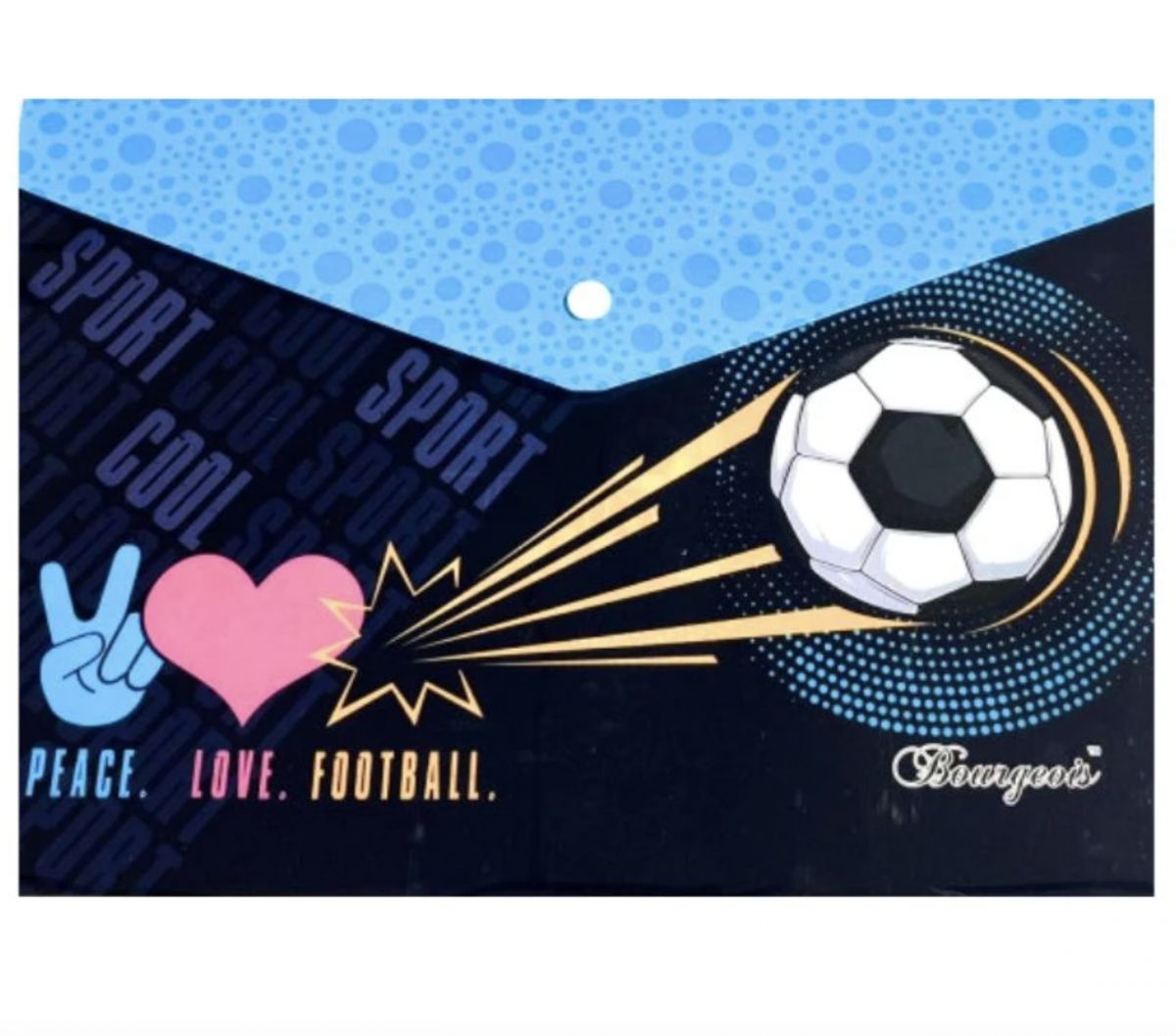 Папка з кнопкою А4+, peace. love. football  фото 1
