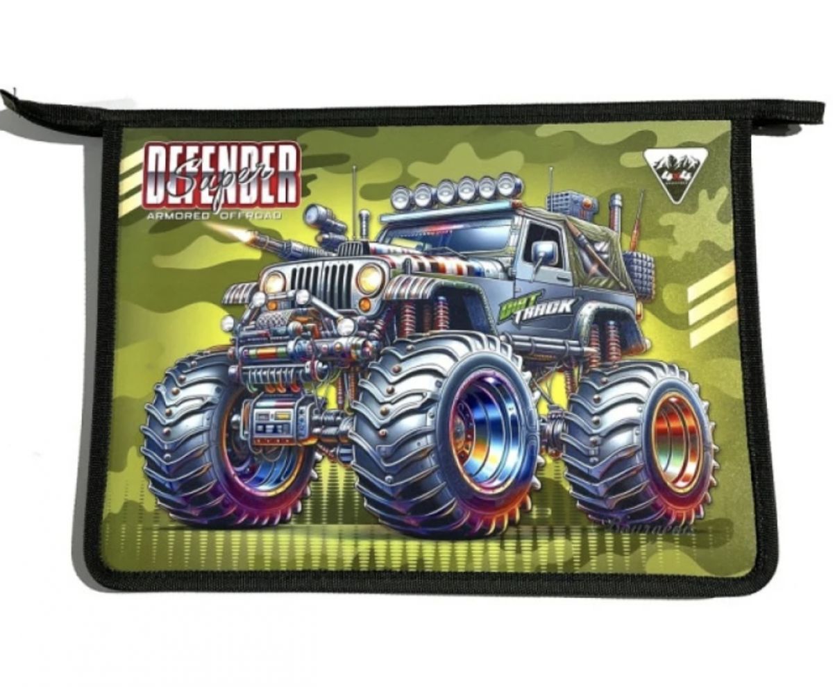 Папка на блискавці А4+, "Dirt Track" (зелена)  фото 1