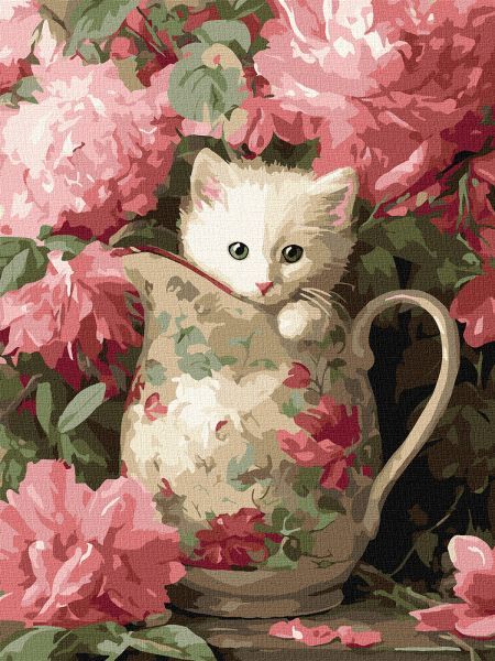 Картина за номерами - Кошеня та порцеляна ©art_selena_ua  фото 1