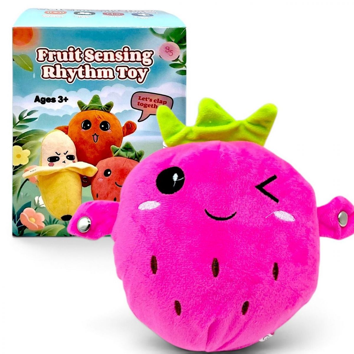 Мягкая музыкальная игрушка "Fruit sensing rhythm toy" Клубника  фото 1