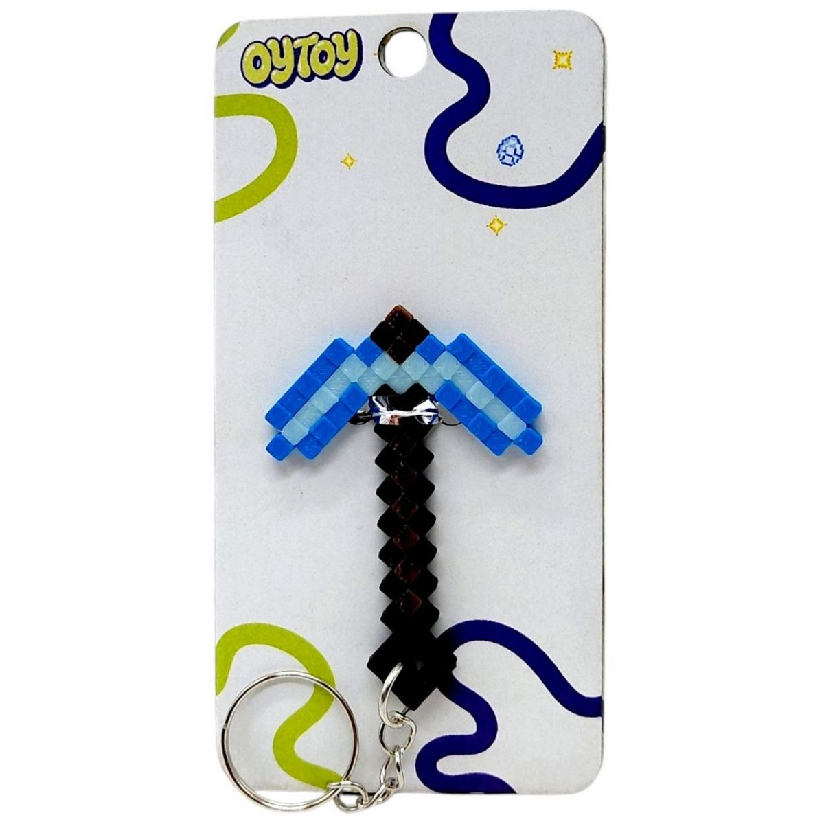 Брелок (3D друк) Minecraft Pickaxe Tool / Кайло Keychain, Діамантовий  фото 1