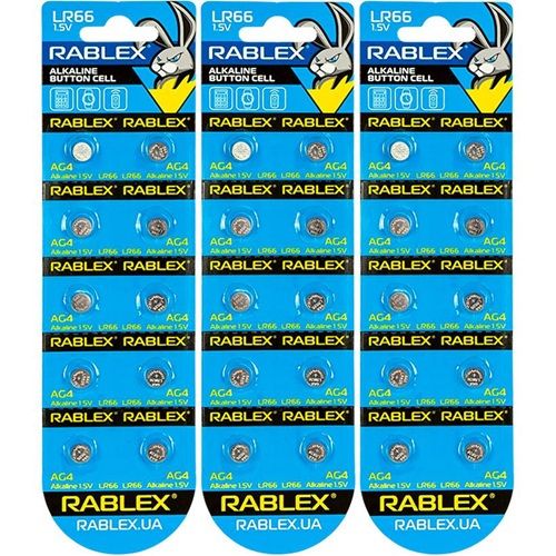 Батарейка RABLEX "таблетка" 1. 5V AG4 (LR66)  фото 1
