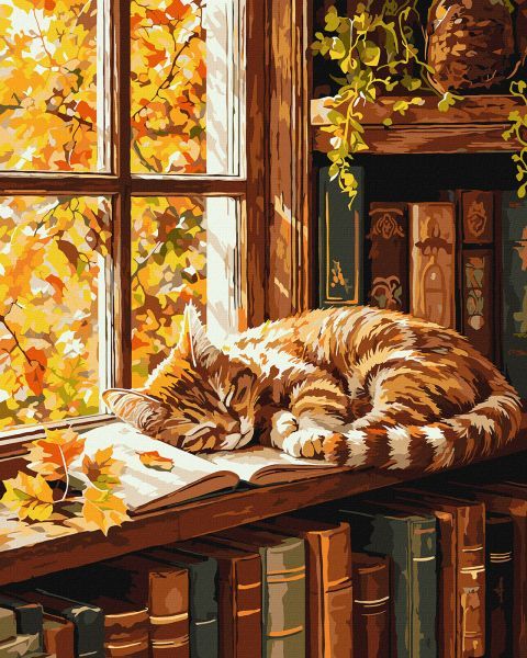 Картина за номерами - Кіт та книга ©art_selena_ua  фото 1