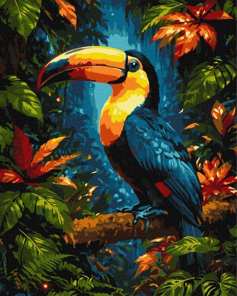 Картина за номерами - Яскравий тукан в лісі ©art_selena_ua  фото 1