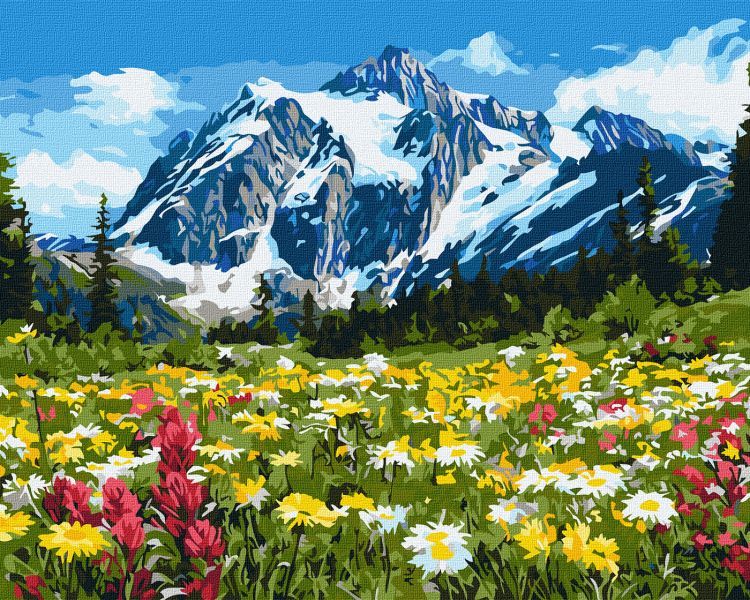 Картина за номерами - Квіткове поле серед гір ©art_selena_ua  фото 1