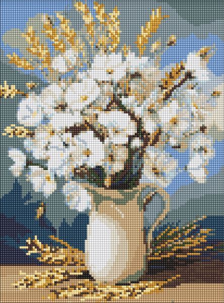 Алмазна мозаїка без підрамника - Білі маки і пшениця ©art_selena_ua  фото 1