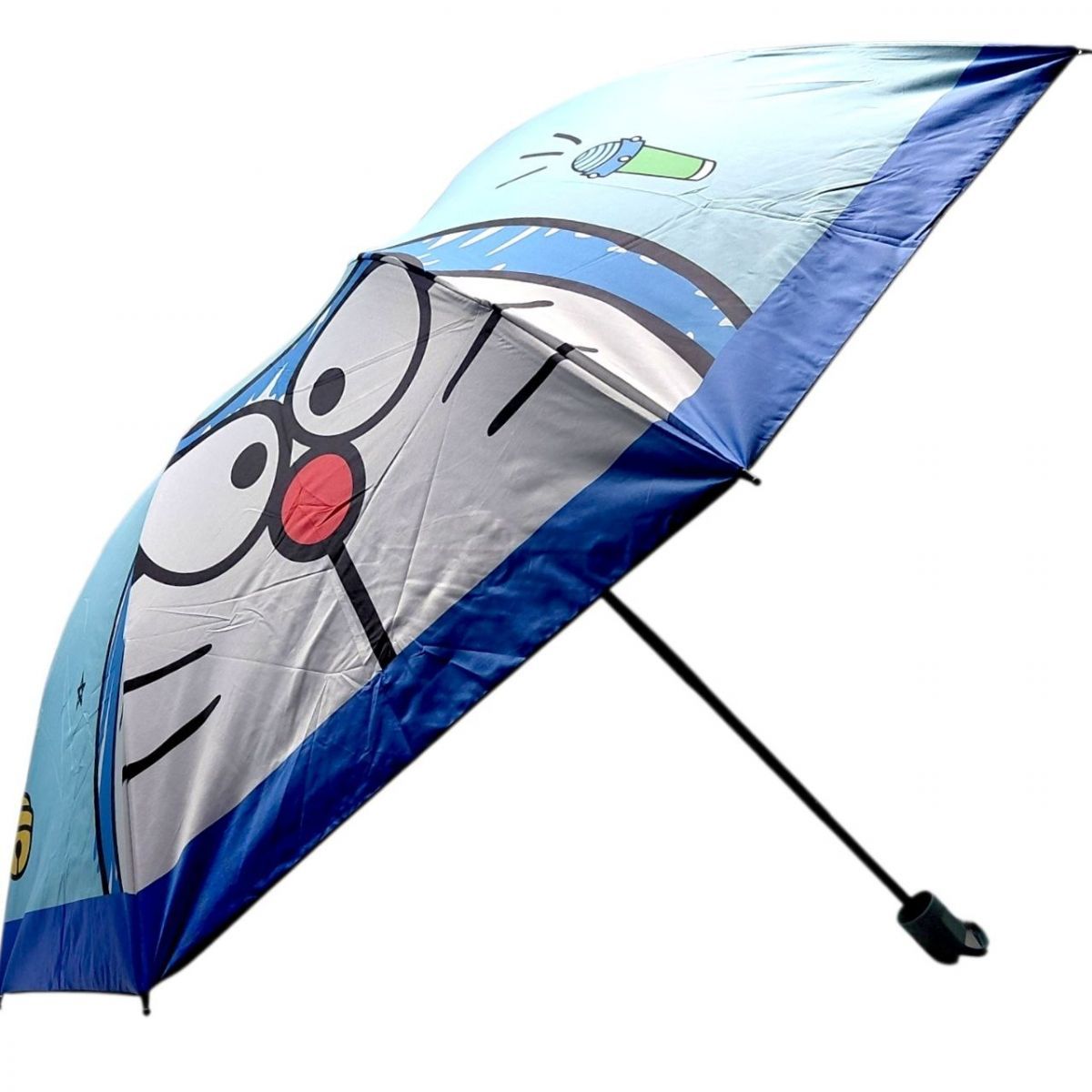 Уценка.  Зонтик "Sanrio" Doraemon / Дораэмон d=95 см, длина 26 см, 8 спиц, чехол, в пакете (СИНЯЯ) Маленькие дырки  фото 1