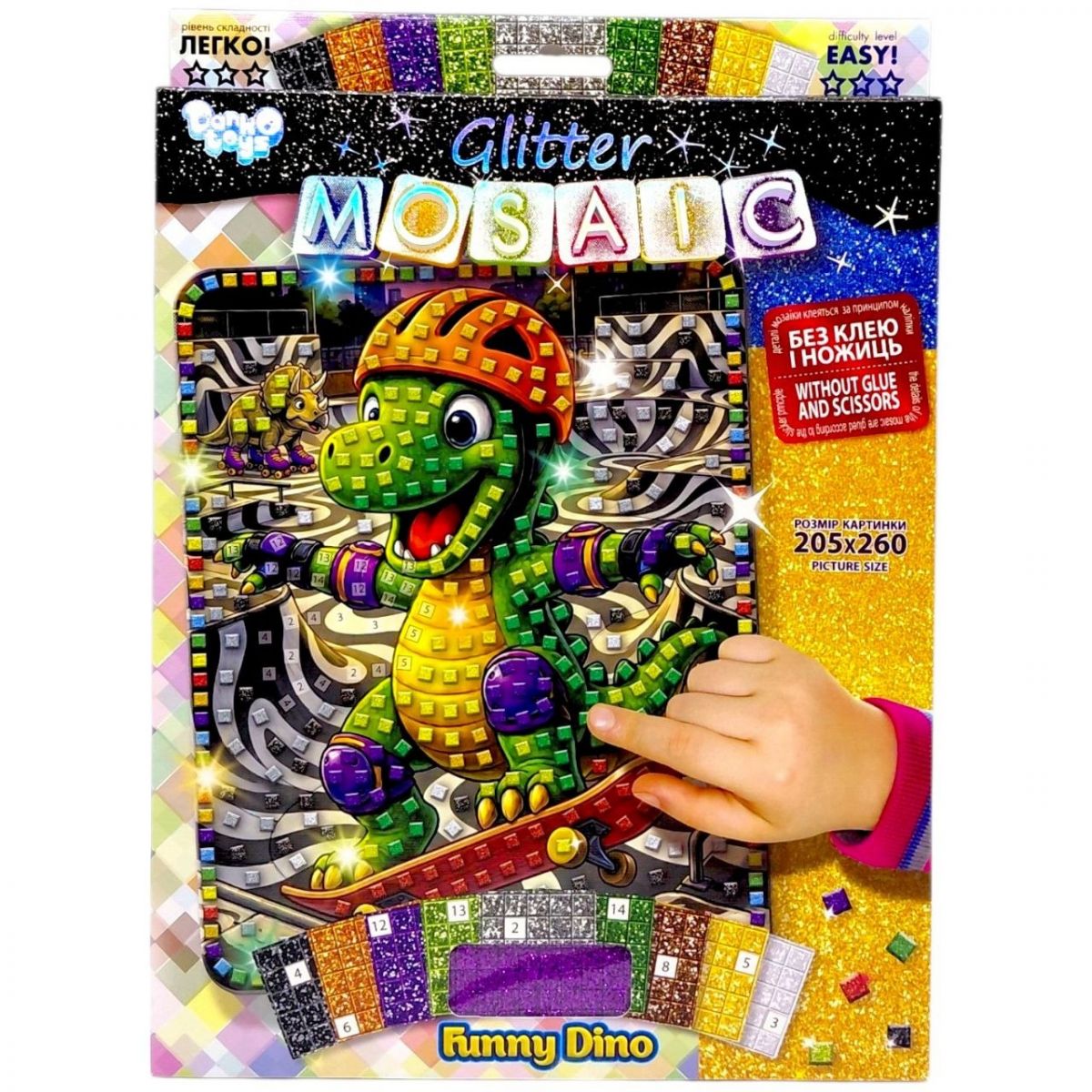 Креативна творчість "GLITTER MOSAIC: FUNNY DINO"  фото 1