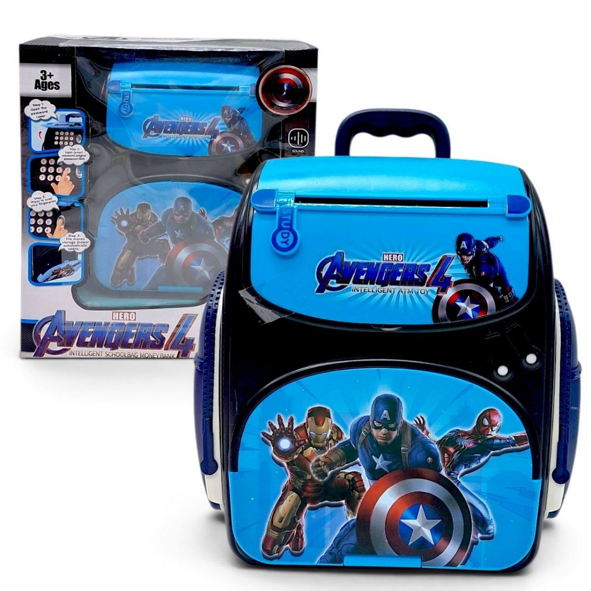 Сейф “Рюкзак” Avengers с подсветкой, имитация сканирования отпечатка  фото 1