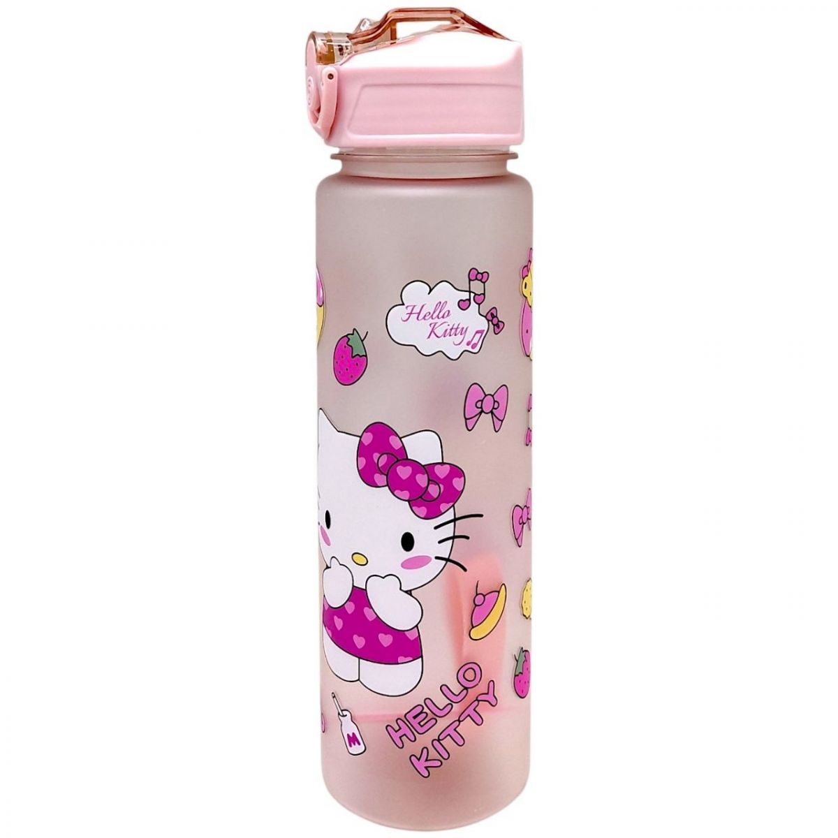 Пляшка для води "Sanrio: HelloKitty" місткість: 750 мл, пластикова, трубочка, ремінець, в пакеті (РОЖЕВИЙ)  фото 1
