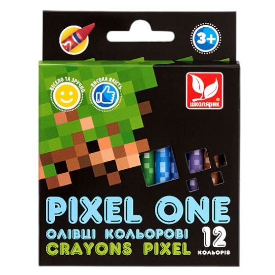 Олівці кольорові Crayons Pixel One 12 кольорів  фото 1