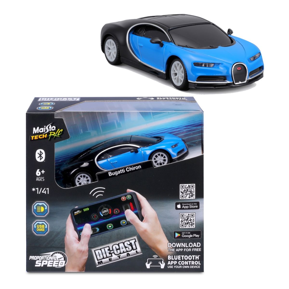 Машинка іграшкова на дистанційному керуванні Bugatti Chiron, масштаб 1:41  фото 1
