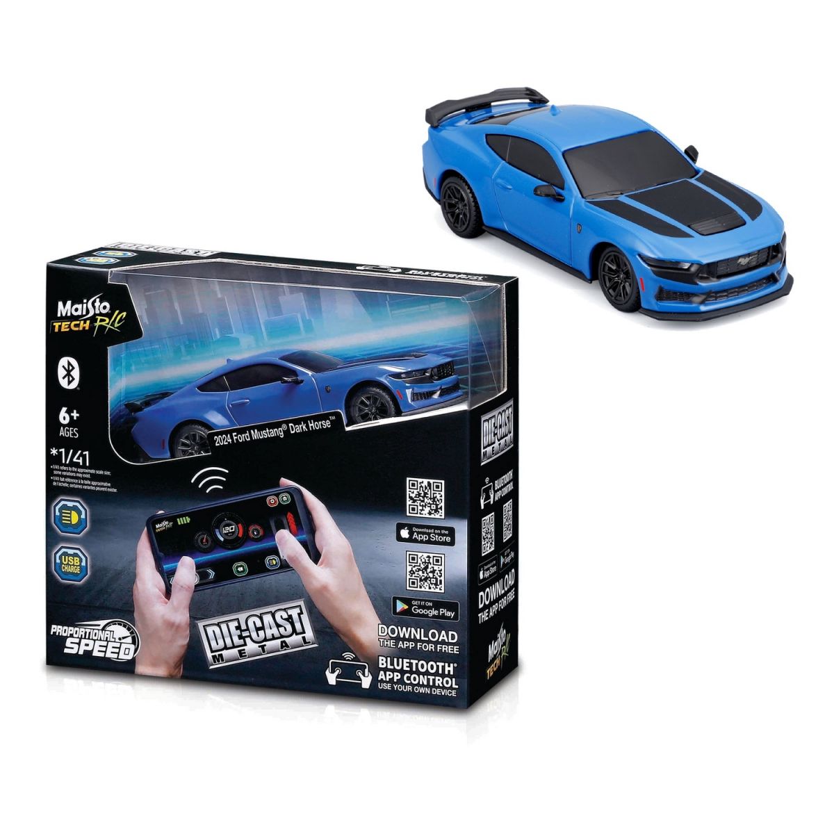 Машинка іграшкова на дистанційному керуванні Ford Mustang Dark Horse, масштаб 1:41  фото 1