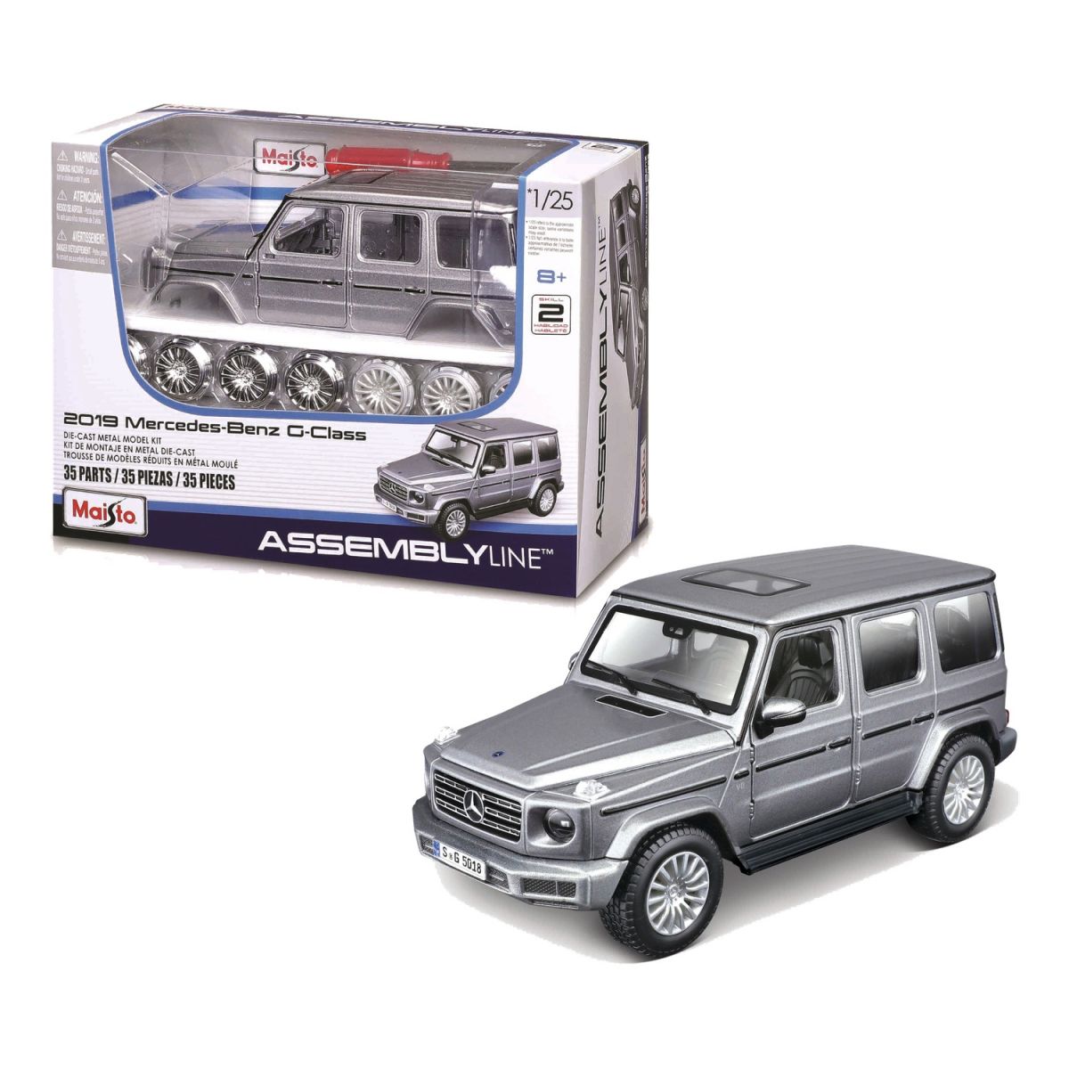 Збірна модель автомобіля 2019 Mercedes-Benz G-Class, масштаб 1:25 сірий  фото 1