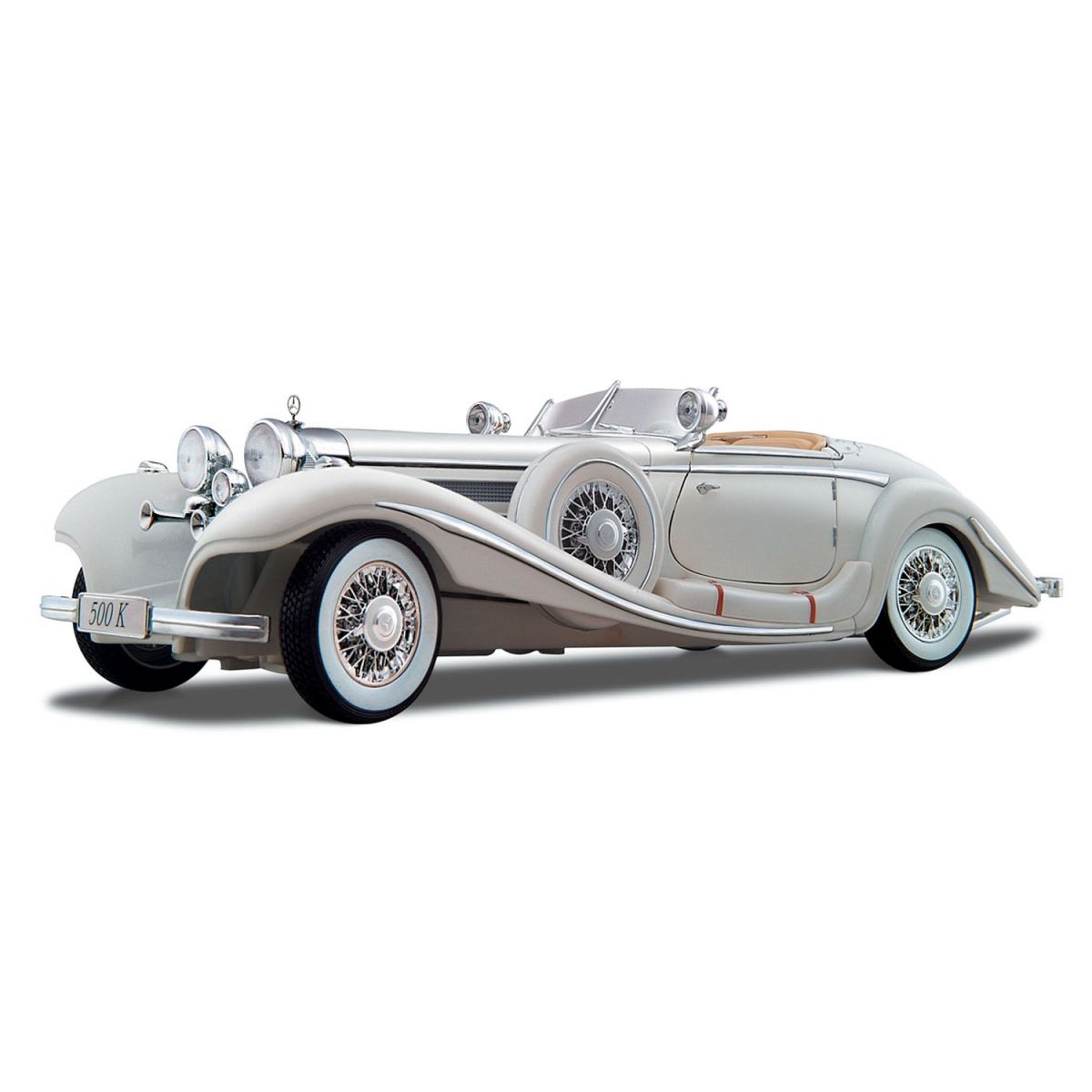 Автомодель в масштабі 1:18 Mercedes-Benz 500 K Typ Specialroadster (1936) Macharadga білий  фото 1