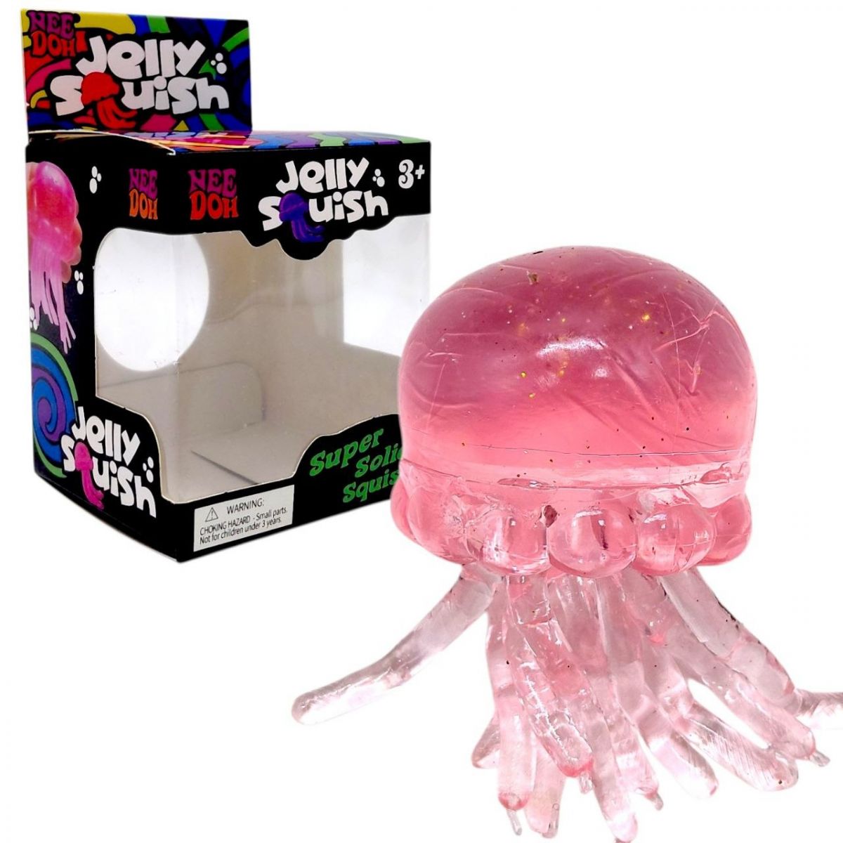 Іграшка-антистресс "Медуза" NeeDoh Jelly Squish Glow, 10 см (РОЖЕВИЙ)  фото 1