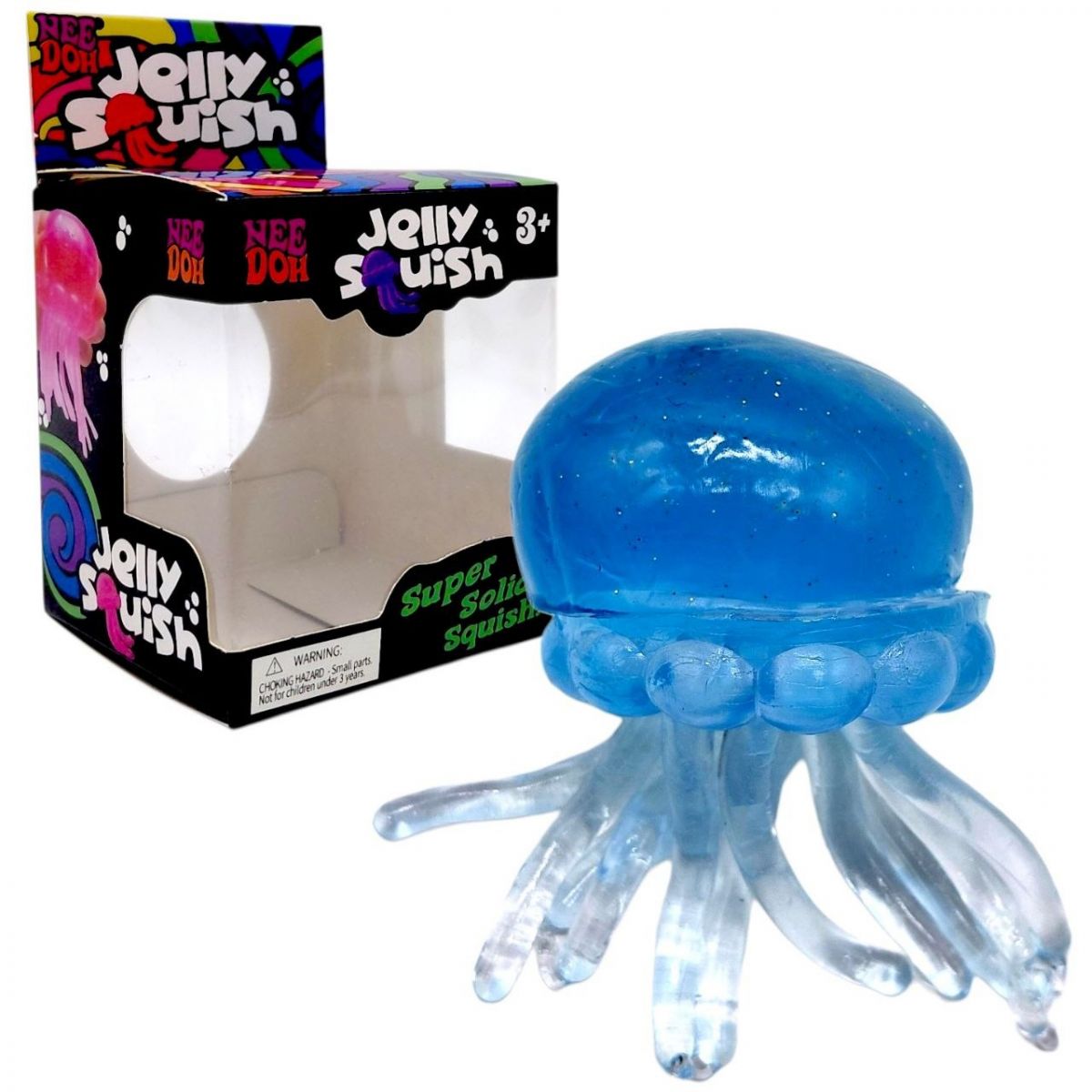 Іграшка-антистресс "Медуза" NeeDoh Jelly Squish Glow, 10 см (БЛАКИТНИЙ)  фото 1