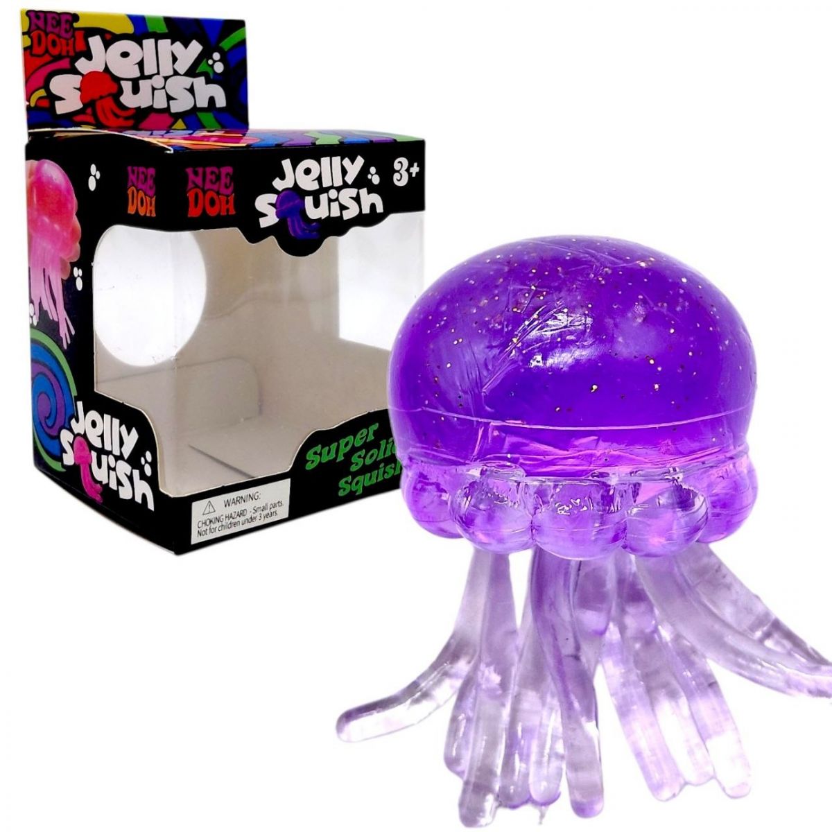 Іграшка-антистресс "Медуза" NeeDoh Jelly Squish Glow, 10 см (БУЗКОВИЙ)  фото 1