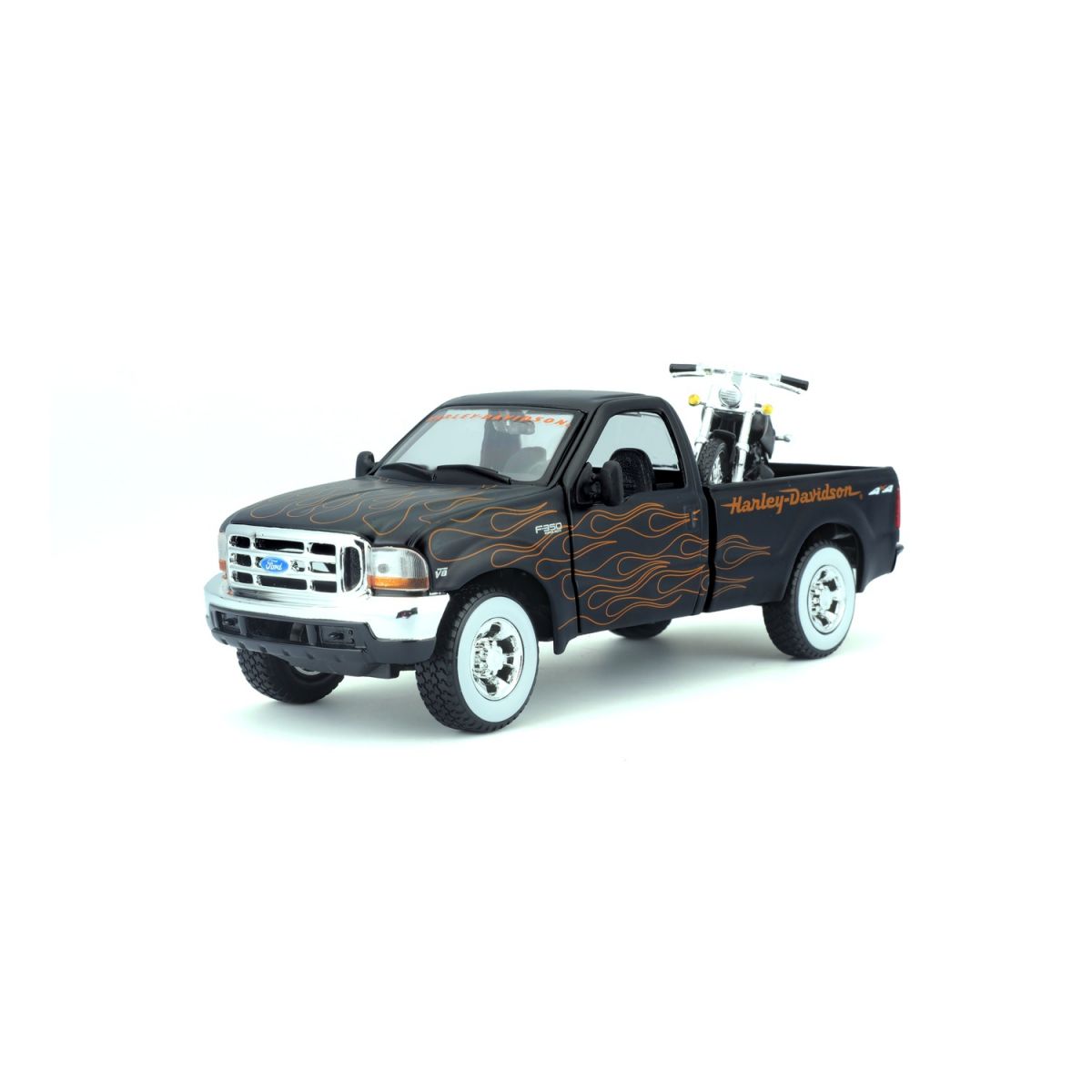 Набір іграшковий Harley-Davidson: машинка 1:27 1999 Ford F-350 Super Duty Pickup, мотоцикл 1:24  фото 1