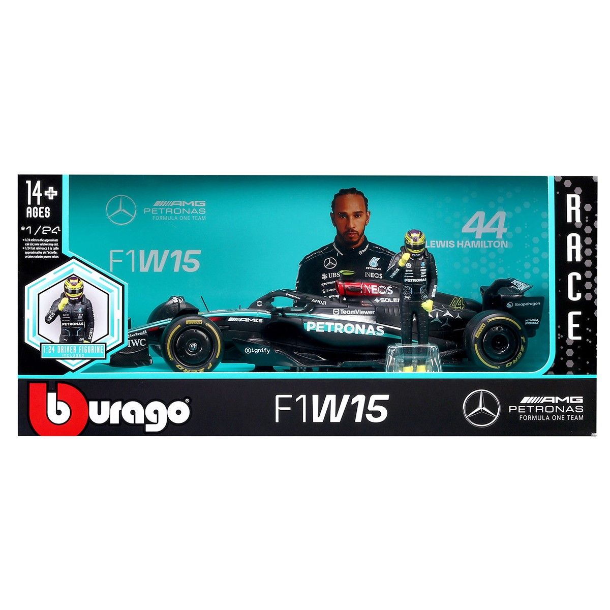 Автомодель з фігуркою – Mercedes‑AMG Petronas F1 W15 (2024) (1:24)  фото 1