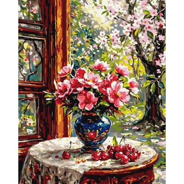 Картина по номерам "Цвет вишни в вазе" 40х50см  фото 1