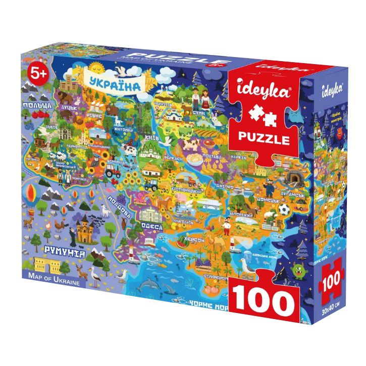 Гра-головоломка.  Пазл Мапа України, 100 елементів  фото 1