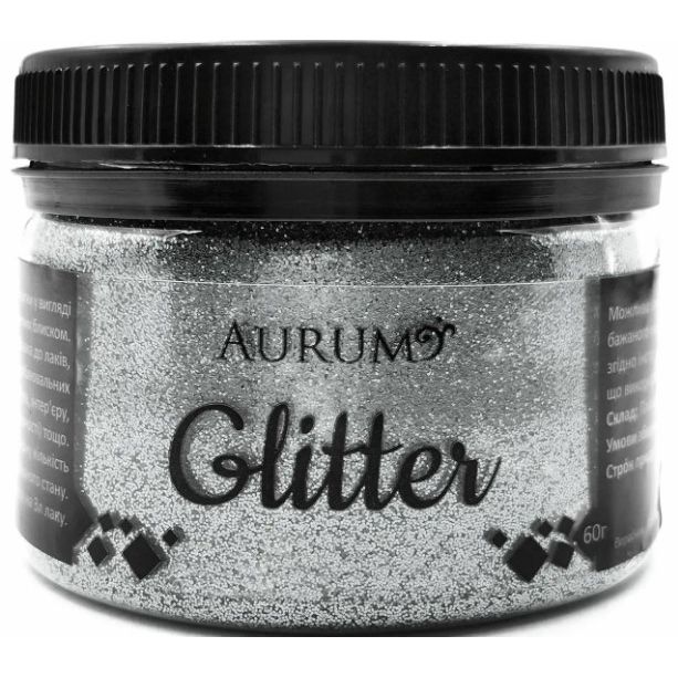 Декоративні блискітки Глітер Aurum Срібло 60 г  фото 1