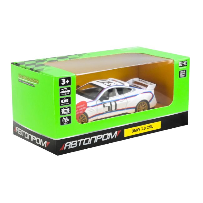 Машина металева АВТОПРОМ 1:34 "BMW 3. 0 CSL" на батарейках зі звуком, світлом  фото 1