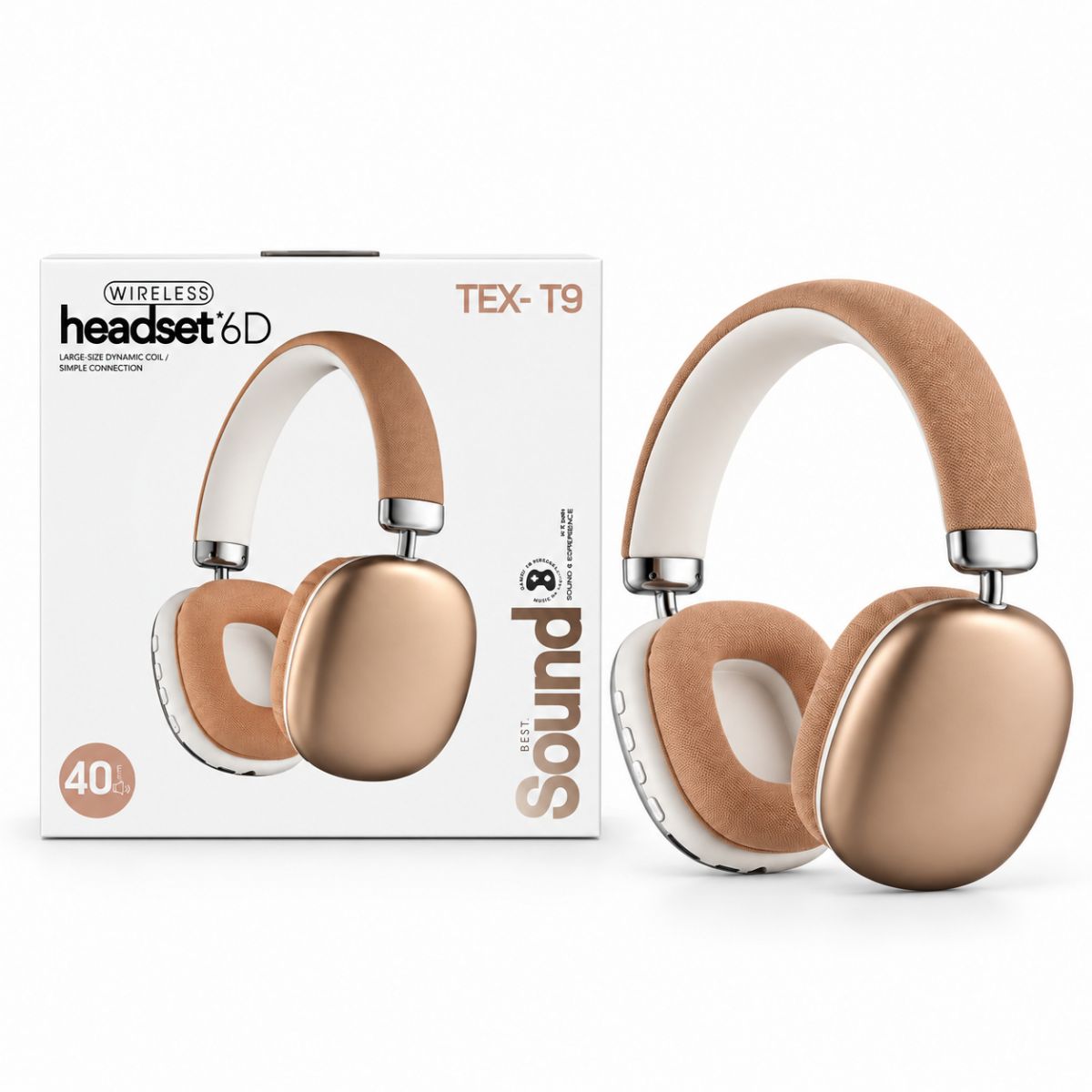 Наушники Bluetooth, встроенный аккумулятор 5. 4V, разъем для TF карты, AUX разъем, в коробке (оранжевый)  фото 1