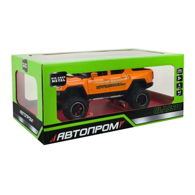 МАШИНА МЕТАЛЛИЧЕСКАЯ "АВТОПРОМ" 1:24 HUMMER PICKUP TRUCK (ОРАНЖЕВЫЙ)  фото 1