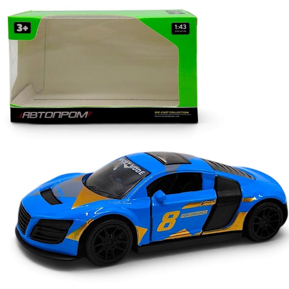 МАШИНА МЕТАЛЕВА "АВТОПРОМ" 1:43 AUDI (БЛАКИТНИЙ)  фото 1