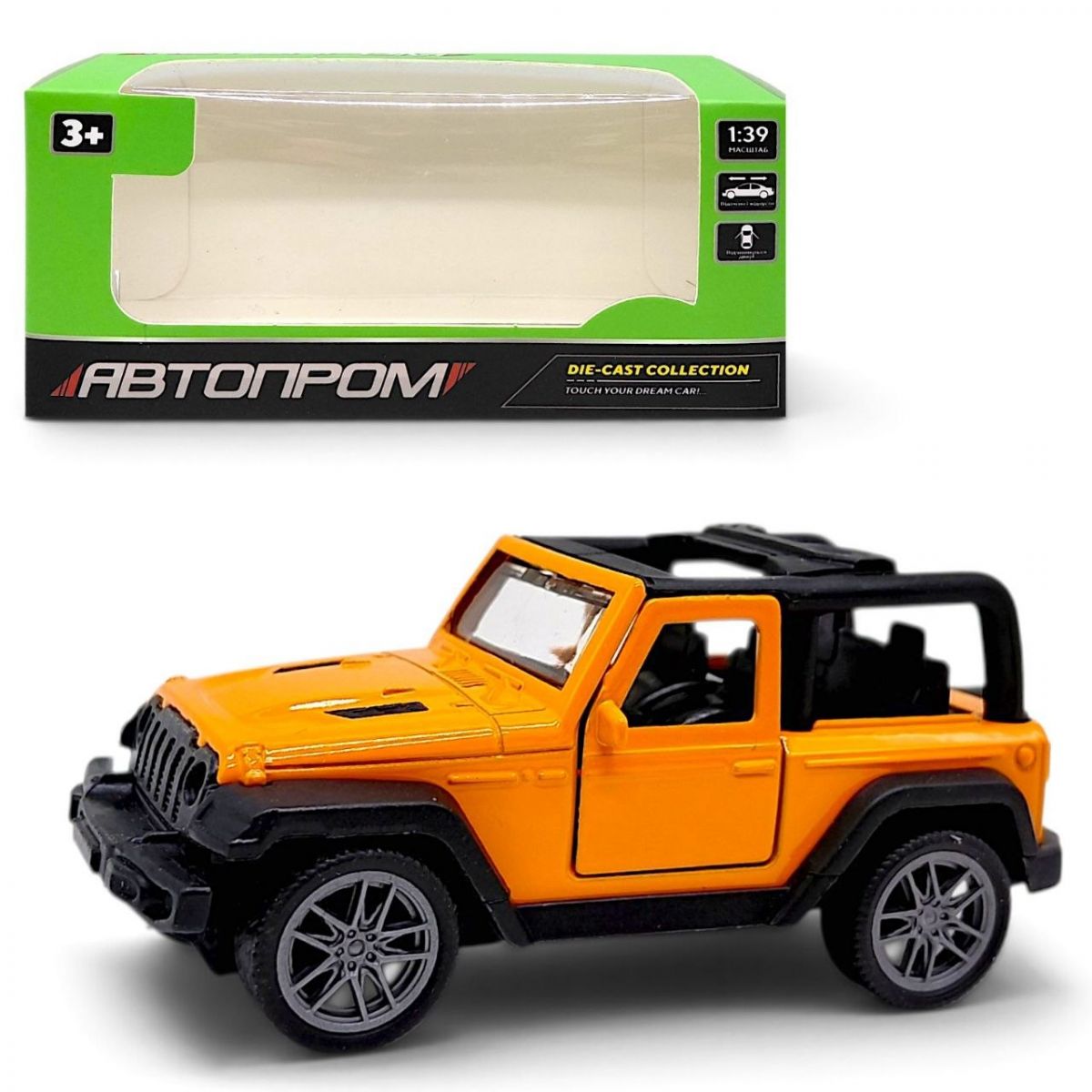 МАШИНА МЕТАЛЕВА "АВТОПРОМ" 1:43 JEEP WRANGLER COUPE (ПОМАРАНЧЕВИЙ)  фото 1