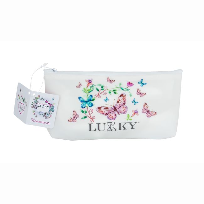 Косметичка на блискавці, матова біла, 20х10 см, марки «Lukky»  фото 1