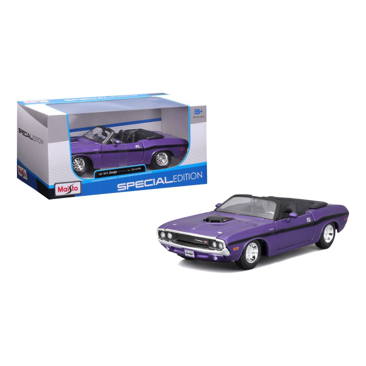 Машинка іграшкова 1970 Dodge Challenger R/T Convertible, масштаб 1:24  фото 1