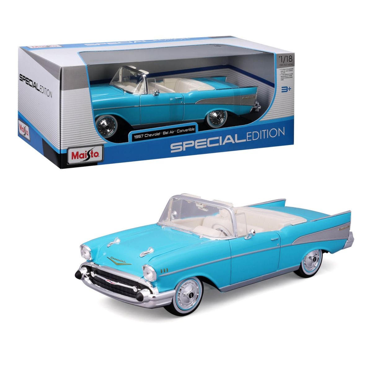 Машинка іграшкова 1957 Chevrolet Bel Air Convertible, масштаб 1:18  фото 1