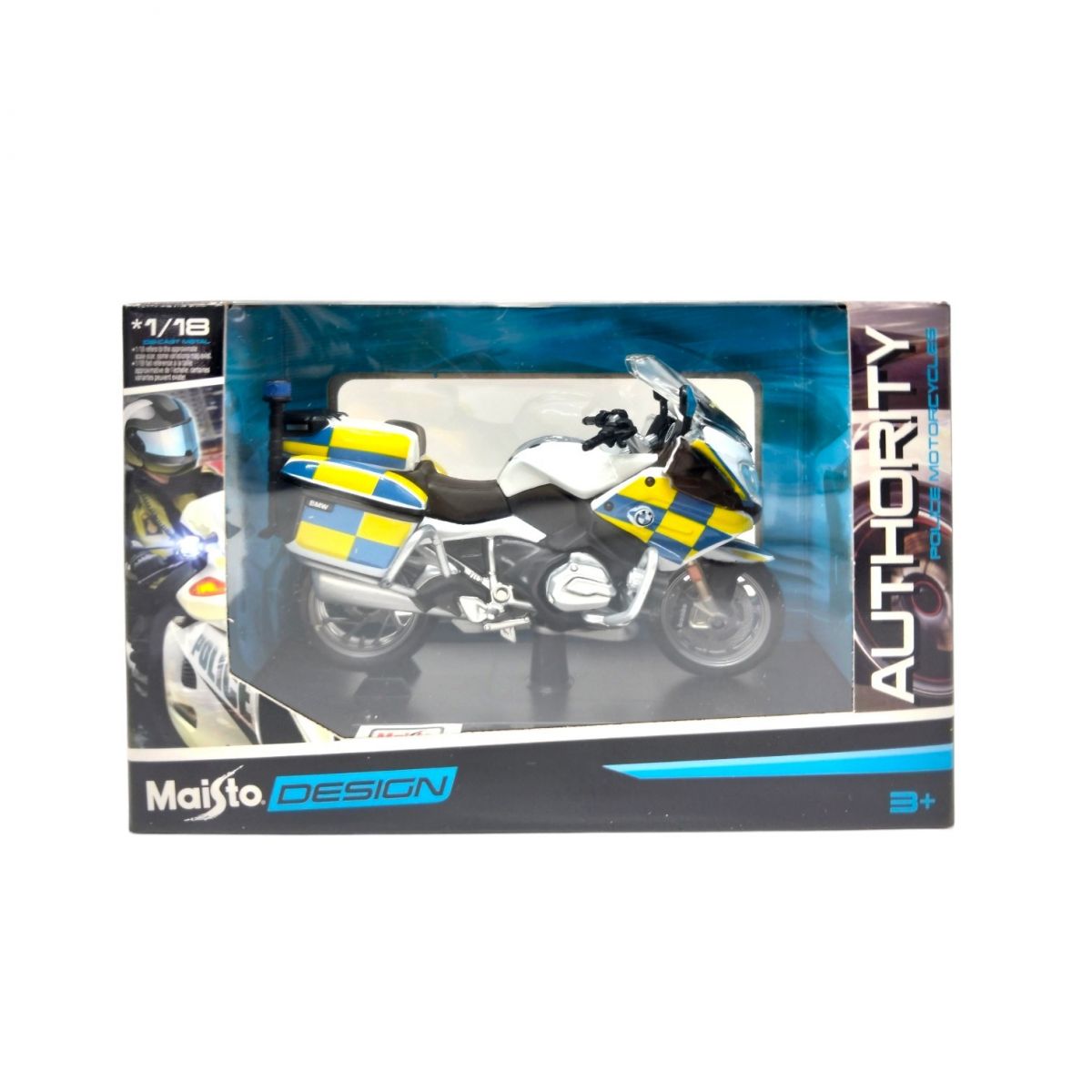 Мотоцикл іграшковий Authority Police, масштаб 1:18 BMW R 1200 RT (ЖОВТО-БЛАКИТНИЙ)  фото 1