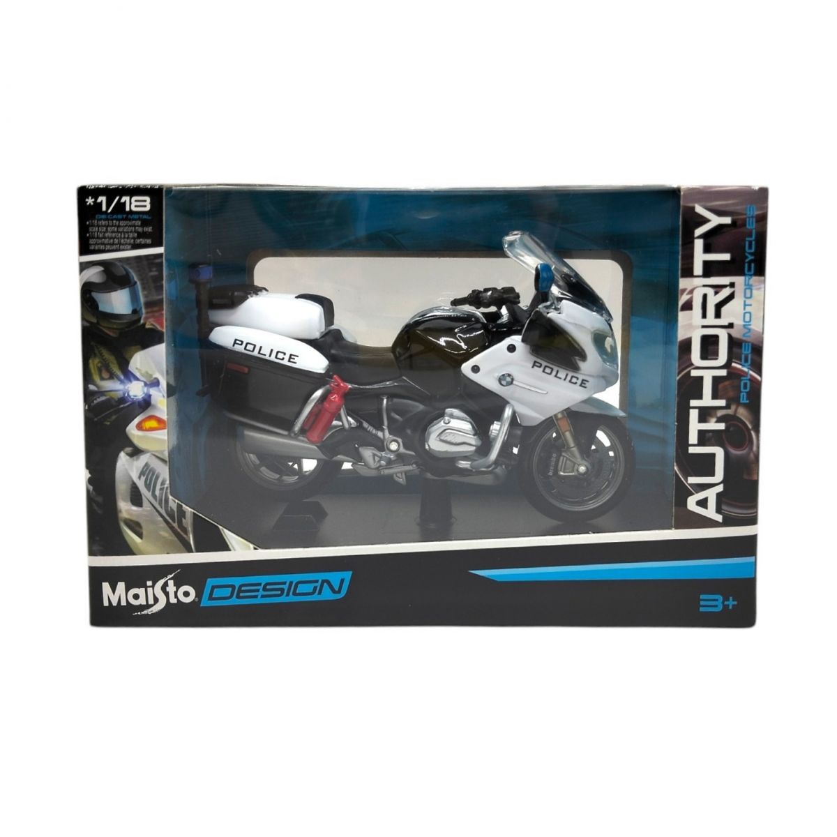 Мотоцикл іграшковий Authority Police, масштаб 1:18 BMW R 1200 RT (ЧОРНО-БІЛИЙ)  фото 1