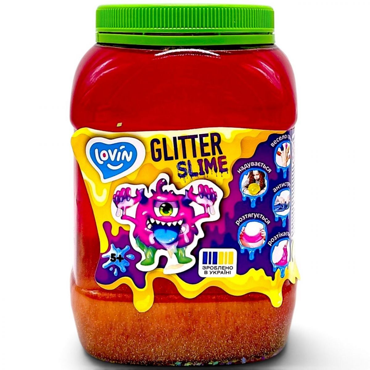 Слайм-антистрес "Lovin: Big slime", 1150 мл, ЧЕРВОНИЙ  фото 1