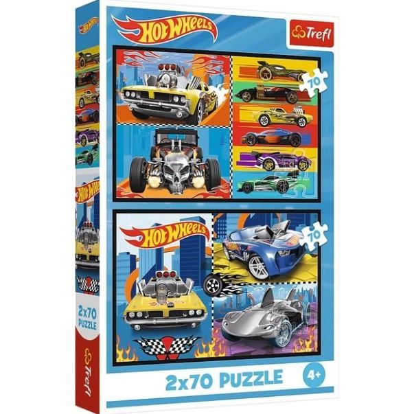 Уцінка.  Пазли - 2в1 70 елм.  - "Hot Wheels"  - Пошкоджена упаковка  фото 1