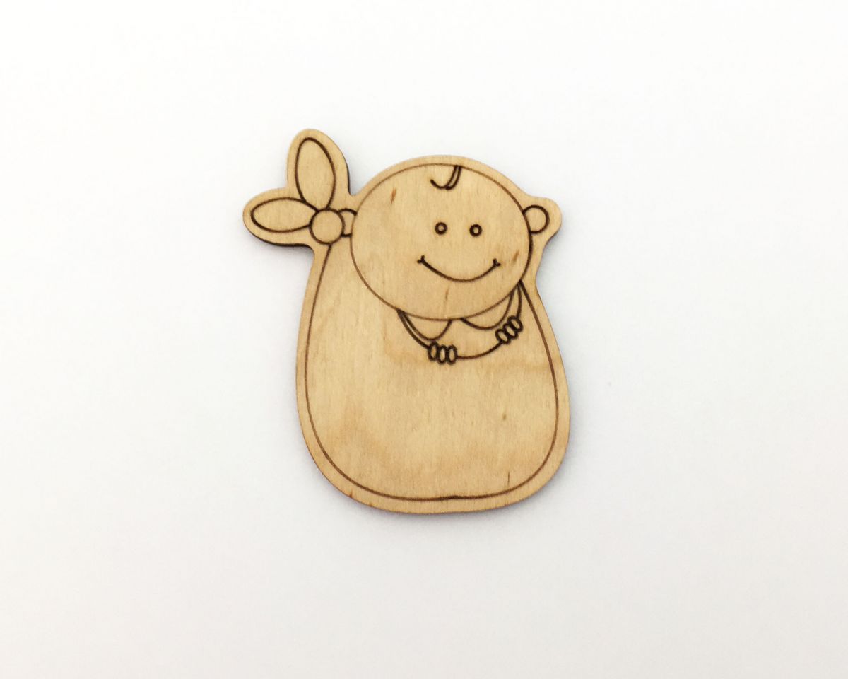 Дерев'яний магніт "Малюк в сумці"  фото 1